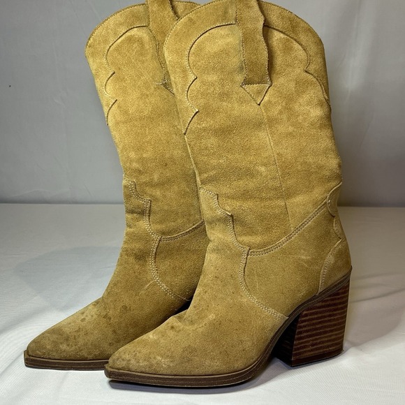 Chelsea & Violet Shoes - Chelsea & Violet Women's Size 7.5 Brown Suede Western Boots‎ Leather *read*